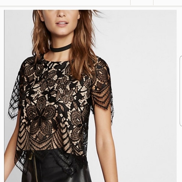 Express Tops - NWT Express Black Lace Crop Top